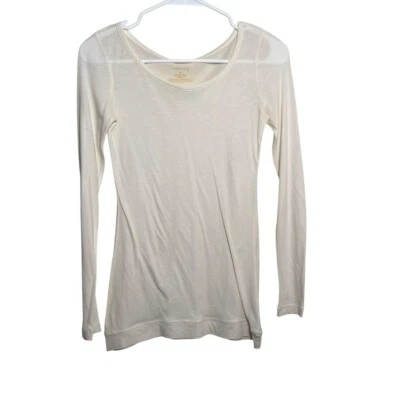 Copper Key Shirt Women's Small Ivory Round Neck Solid Basic 3/4 Sleeve Tee Top - Image 1 of 4