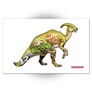 Graffiti Parasaurolophus Dinosaurier Geschirrtuch von Jay Jay Burridge Baumwolle KOSTENLOSER VERSAND - Bild 1 von 7