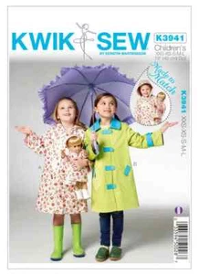 Kwik Sew Pattern 3941, CHILDREN'S AND DOLLS RAINCOATS, Size XXS - L, Uncut - Bild 1 von 3
