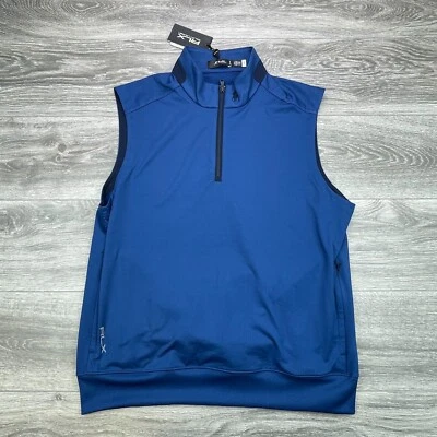 RLX Vest Mens Large Beach Royal Quarter Zip Stretch Jersey Ralph Lauren Golf - Image 1 of 4