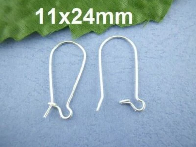 250 piezas (125 pares) ganchos para pendientes de alambre para riñón enchapados en plata -24 mm x 11 mm  Foto 1 de 3