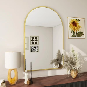 20"X30" Arch Bathroom Mirror, Wall Mounted Vanity Metal Frame Mirror for Bedroom - Picture 1 of 6