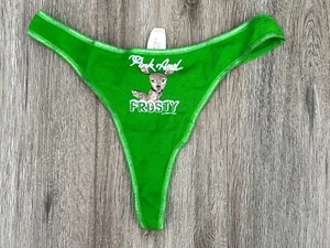 Vintage Victorias Secret Pink Cotton Thong Panty Graphic Wild Dear M NWT - Picture 1 of 6