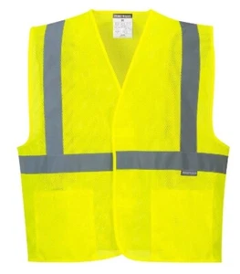 Portwest UC492 Economy Hi-Vis Reflective Cooling Mesh Safety Work Vest ANSI - Picture 1 of 3