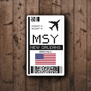 MSY New Orleans Bordkarte Hochglanz Aufkleber - Louisiana Flughafen Reise Aufkleber - Bild 1 von 3