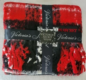 Victoria’s Secret Scarlet Red & Black Plaid Winter Angel Collection Scarf New - Picture 1 of 4