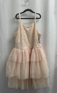 Cat & Jack Sequin & Tulle Dress Beige/Very Light Pink Peach Girl's Size XL 14/16 - Picture 1 of 7