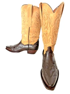 Unique Vaccari Women's Tan/Brown Leather Snip Toe Western Cowgirl Boots - Size 9 - Picture 1 of 8