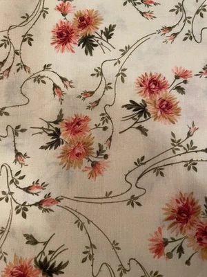 Tela Floral Rosa Salmón 3 Yardas 100% Algodón Vintage ClothWorks "Melrose" Foto 1 de 4