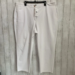 Eileen Fisher Slim Ponte High Waisted Ankle Pants White Sz 3X NWT $168 Cotton - Picture 1 of 21