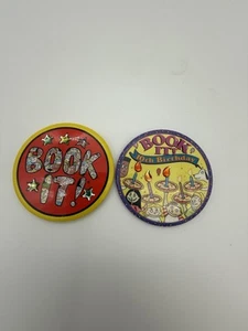 BOOK IT! PIZZA HUT Reading Stars Vintage 1992 & 10th Bday Lot Of 2 Pins 3” - Picture 1 of 6