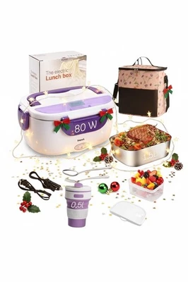 Fiambrera Eléctrica 80W Calefacción para Adultos Capacidad 1.5L, Calentador de Alimentos 12/24/110v Foto 1 de 4