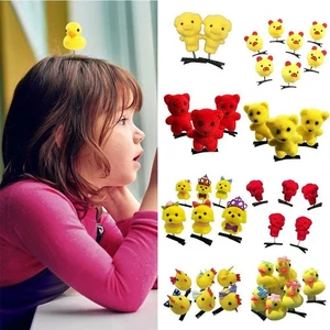 Bowknot Little Yellow Duck Plush Hairpin Cartoon Headwear Children - Picture 1 of 12
