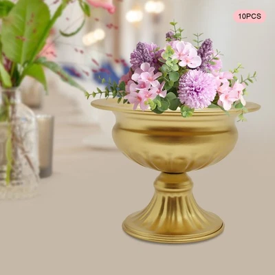 10 peças vaso de metal ouro brilhante decoração festa de casamento tamanho mini 12cm/4,7 polegadas - Imagem 1 de 4