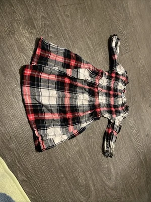 Old Navy Girl's Plaid Puff-Sleeve Smocked Dress Size Small 6-7 - Image 1 of 4