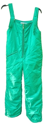 Vintage Girls Size 20 Hot Dog The Jacobs Corp Ski Snow Bib Overalls Bright Lime - Image 1 of 4