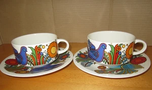 2 Villeroy and Boch ACAPULCO Small Coffee/Tea Cup & Saucer Sets Brown Stamp - Picture 1 of 13