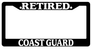 Black License Plate Frame Retired Coast Guard Auto Accessory Novelty - Picture 1 of 1