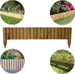 4 X Log Border Wooden Fence Garden Edging Fixed Border Fences - Picture 1 of 8
