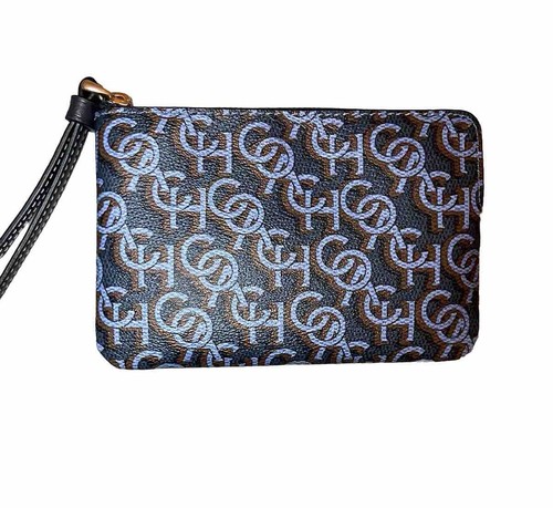 Nuovo Coach con cerniera braccialetto Coach stampa monogramma oro blu navy nuovo con etichette cf548 $88