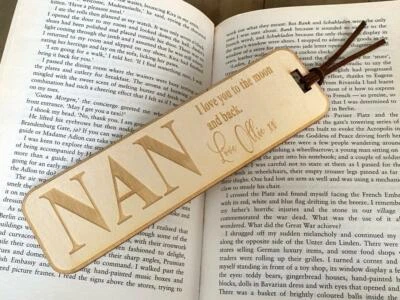 UKGIFTSTOREONLINE Personalised Nan Gift Wooden Bookmark With Sentiment BK-7