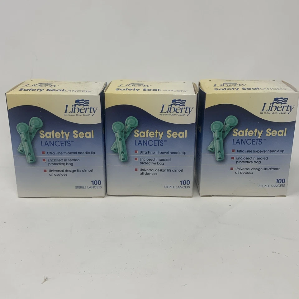 Liberty Safety Seal Lancets 3 x 100 300 Total/Lot of 3 boxes New Sealed - Image 1 of 1