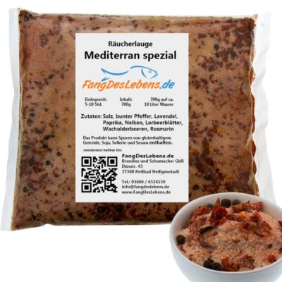 FANGDESLEBENS RäucherLauge Mediterran Spezial 700g, zum Räuchern von Fisch, Fleisch, Käse