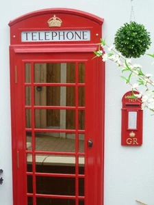 RED TELEPHONE BOX BOOTH KIOSK K6 DOOR FRONT MIRROR - FULL SIZE 8ft by 3ft - Picture 1 of 13