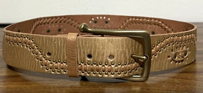 Linea Pelle LP051071 Bronze Metallic Woven Brass Buckle Leather Belt M - Image 1 of 4