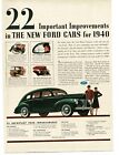 1940 Ford Deluxe Green 4-door sedan art Vintage Print Ad