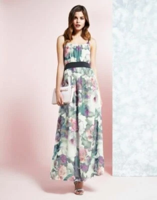 Uttam Boutique Maxikleid Kirschblütenmuster UK 10 UVP 75£ DH8 TT 03 - Bild 1 von 4