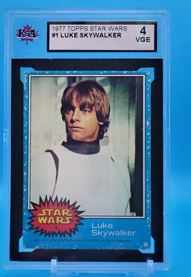 1977 Topps Star Wars LUKE SKYWALKER #1 Rookie card KSA 4 VGE wave/ series 1 RC - Image 1 of 2