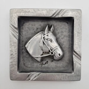 Bruce Fox Kunst Aluminium Aschenbecher Pferdekopf Vollblut Wohndeko Reitsport Vintage - Bild 1 von 6