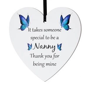 Nanny special heart gift - 9cm hand painted small wooden heart - Picture 1 of 1
