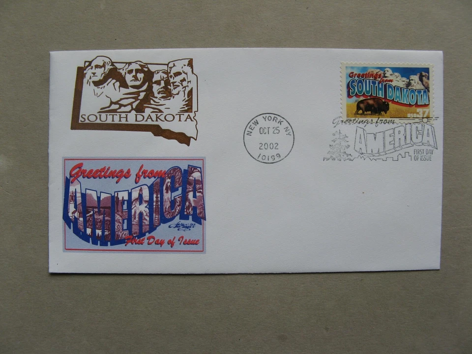 USA, cover FDC 2002, South Dakota Mount Rushmore, bison - Image 1 of 1