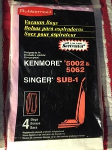 NIP Rubbermaid Vacuum Bags - 4 Bags - Fits Kenmore Upright 5002,5062 No. 0319 - Picture 1 of 3