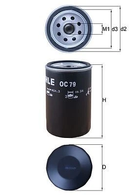 MAHLE OC79 Oil Filter Fits Austin-Healey Ford Opel Ranger Vauxhall VW Wolseley - Image 1 of 4