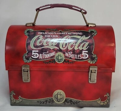 Coca-Cola Red Tin/Metal Domed Lunchbox - Image 1 of 4