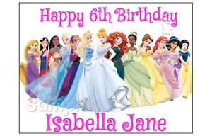 PRINCESS Edible cake decoration sheet Image topper Custom Belle Aurora Elsa Anna - Picture 1 of 2