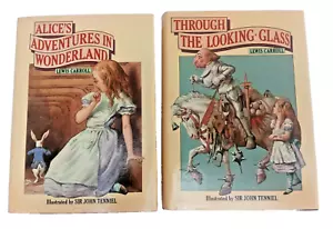 ALICE IN WONDERLAND + LOOKING GLASS - COLOUR PLATES SIR JOHN TENNIEL -2 x HB 81 - Picture 1 of 20