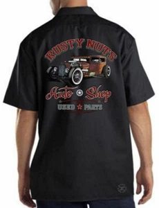 Original Rusty Nuts Mechanics Work Shirt ~ Hot Rod Garage ~ Chop Shop Auto - Picture 1 of 3