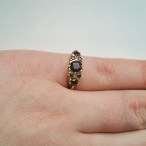 Atemberaubender Vintage Granatring 9 kt Gold um 1975; UK-Ringgröße "M" - Bild 1 von 6