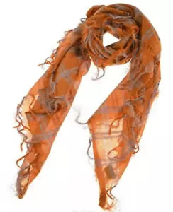 DRIES VAN NOTEN scarf in orange and silver check from Japan Used item - Picture 1 of 3