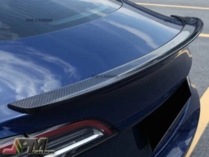 JPM Vacuum Carbon Full 3k Trunk Spoiler CF Fit Tesla Model 3 2017-2020 - Picture 1 of 3