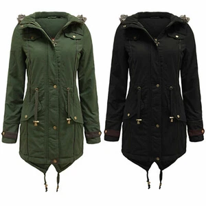 DAMEN PARKA JACKE DAMEN GEPOLSTERTER PUFFER PUFFA WINTER MILITÄR FREIZEIT BLASENMANTEL - Bild 1 von 5