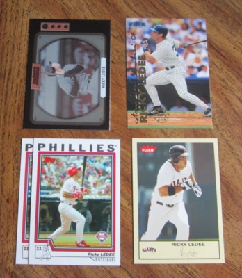 Ricky Ledee Lot of 5 Cards w/1 INSERT MLB Baseball Yankees, Phillies, Giants - Image 1 of 2