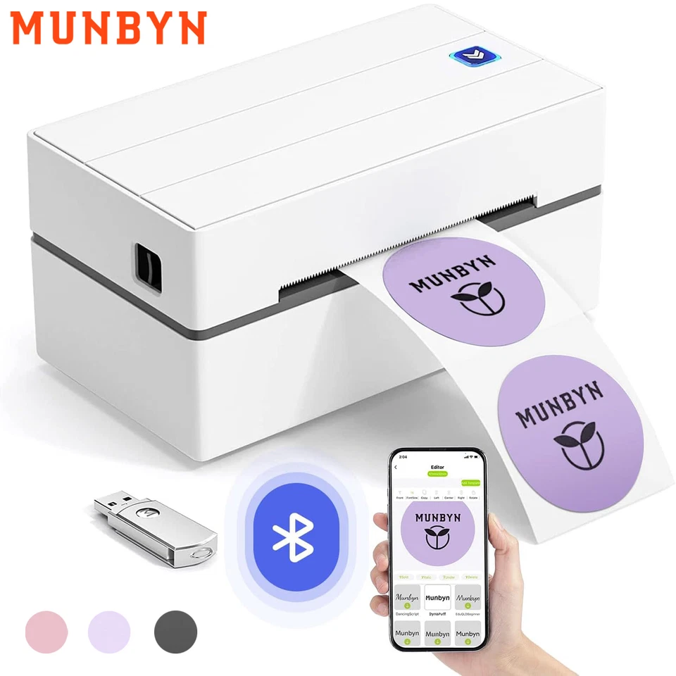 MUNBYN Bluetooth Thermal Label Printer 130B Wireless 4x6 Shipping Label Printer - Image 1 of 4