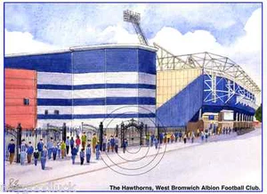THE HAWTHORNS WEST BROM ALBION BRUMMIE ROAD ARTISTS PRINT GREETINGS CARD 8"x 6" - Picture 1 of 1