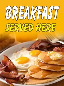 Frühstück wird hier serviert | Schaufensterschild für Einzelhandel | 18 Zoll breit x 24 Zoll hoch - Bild 1 von 2