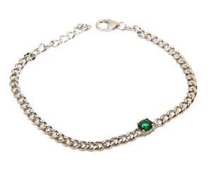Bracciale argento 925 grumetta con zircone verde smeraldo tennis donna ragazza - Foto 1 di 5